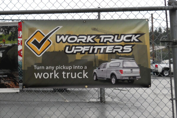 24" x 48" gloss economy vinyl banner, 13 oz, digital printed, digital printed, grommets top and bottom edge