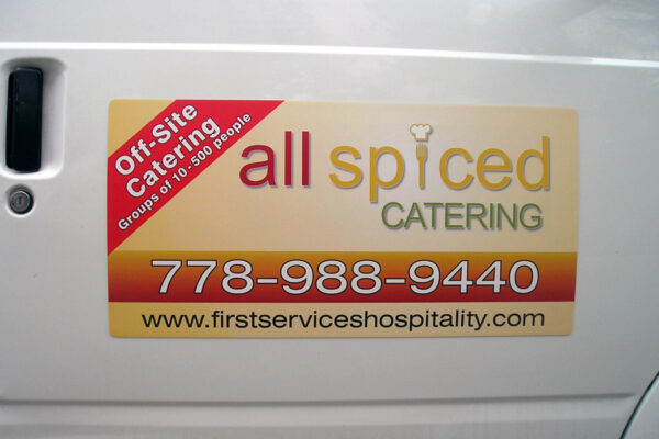 12" x 24" .030 car magnet, digital printed, matte laminated, round corners.
